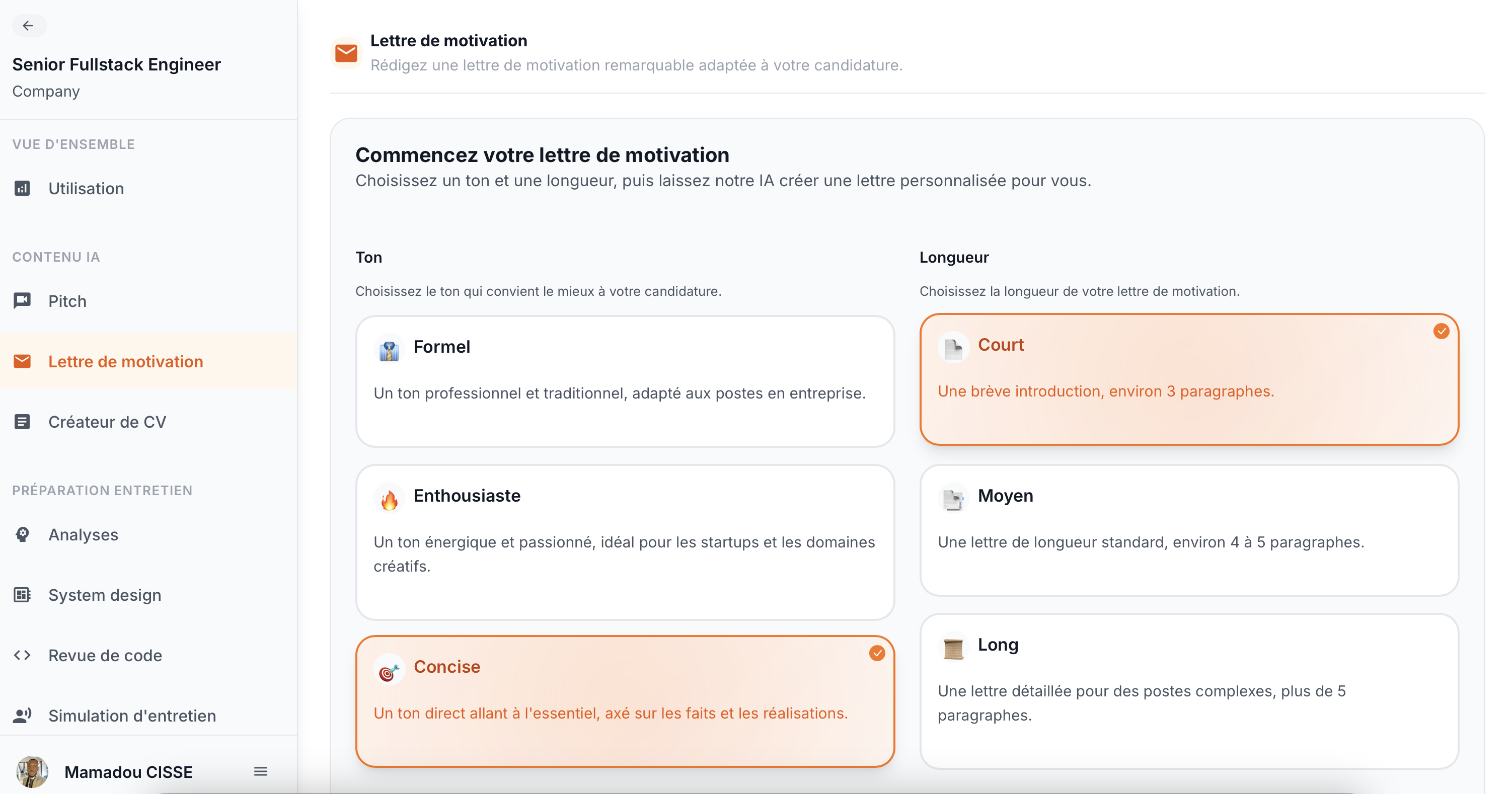 Lettres de motivation personnalisées