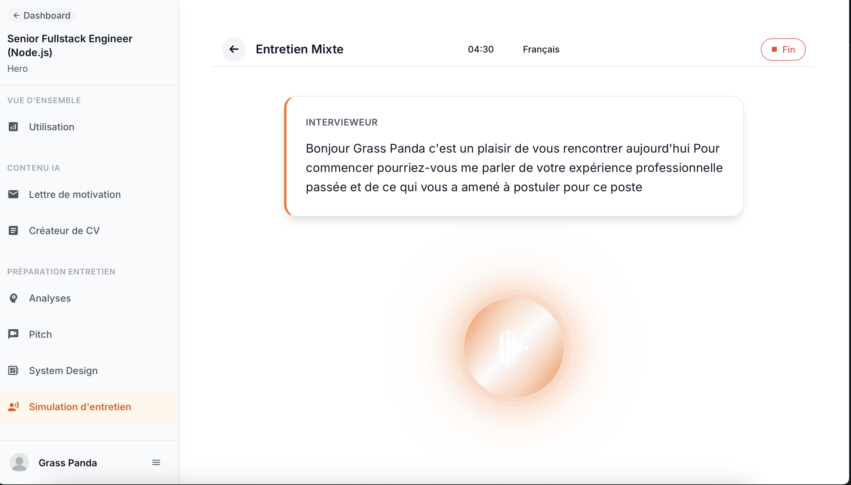 Simulation d'entretiens en direct